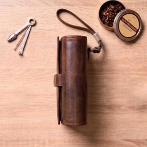 Étui de rangement vintage en cuir véritable OEM personnalisé pour 2 pipes, avec fermeture éclair et 4-6 compartiments – Fabrication usine - Product Image 2