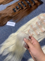 Extensions de cheveux de haute qualité à clipser, 100% cheveux vierges vietnamiens, couleur brune, directement de l'usine