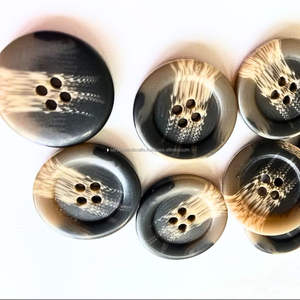 Luxury Buffalo Horn <b>Buttons</b> with Natural White Shade Polished Agate from India <b>Black</b> Animal and Nautical Style - Product Image 4