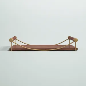 Plateau de service en fer forgé artisanal de luxe, plateau de table décoratif contemporain pour la maison, plateau décoratif en bois rectangulaire minimaliste - Product Image 4