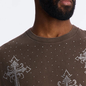 T-shirts Homme Nouveaux Designs Imprimés Strass Streetwear Mode Personnalisée Col Contrastant 100% Coton Écologique Haute Qualité Vente en Gros - Product Image 6