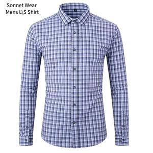 Chemises à carreaux à manches longues boutonnées pour hommes - Product Image 1