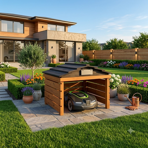 Caseta de Almacenamiento para Jardín Moderna de Madera de Acacia con Techo Negro Resistente a la Putrefacción, Diseño con Temática Natural para Uso en Exteriores - Product Image 5