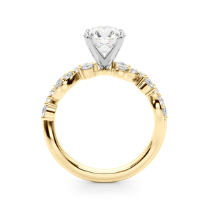 Bague de fiançailles et de mariage pour femme avec diamant rond de laboratoire certifié IGI, accents latéraux en grappe, or 10K 14K 18K, argent 925 935 - Product Image 4