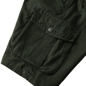 Pantalones cortos Cargo con múltiples bolsillos para hombre, pantalones cortos de mezclilla verde de algodón para hombre, pantalones cortos tácticos informales sin cinturón, verano 2025 - Product Image 3