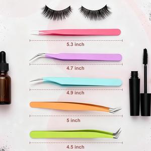 Pinzas de Extensión de Pestañas de Plata de Alta Calidad con Colores Mezclados, Pinzas para Pestañas con Punta de Volumen, Pinzas para Extensión de Pestañas - Product Image 4