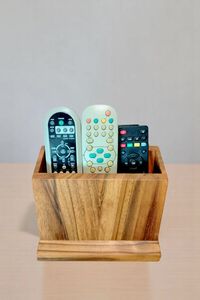 Customized Eco-Friendly Square Wooden Remote Control Organizer Caddy Handmade Tabletop Indoor Use Bulk Supply Low Cost - Product Image 2