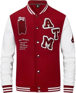 Veste universitaire élégante avec broderie de logo personnalisée, corps en mélange de laine et manches en cuir, vêtement de mode - Product Image 1