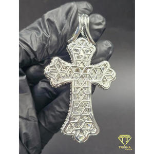 Pendentif Croix Luxe Sertie de Diamants Moissanite en Argent Sterling 925, Collier Hip Hop, Pendentif Croix Premium en Diamants Moissanite - Product Image 5