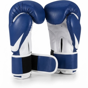 Gants de boxe bleus en PU à doigts entiers avec fermeture Velcro pour adultes - Product Image 6