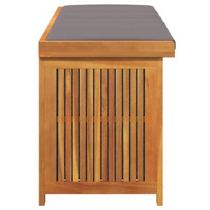 Banco de patio grande con caja de almacenamiento acolchada, madera maciza de acacia, color marrón - Product Image 6