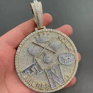 Pendentif Hip Hop Moissanite très demandé, serti de diamants ronds, en argent 925, bijou de luxe pour homme, idéal pour les soirées. - Product Image 4