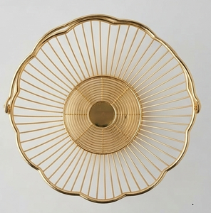 Corbeille à fruits en fil métallique doré avec poignée, bol de rangement de luxe pour la cuisine, porte-fruits décoratif - Product Image 3