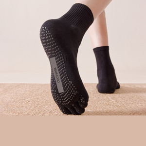Yoga Five Finger Socks Spring and Summer Pure Cotton Sweat Absorbent Silicone Non <b>Slip</b> Sports Fitness Pilates Socks Customized - Product Image 3