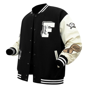 Blouson Bomber Vintage Homme en Polyester avec Broderie Frontale et Patchwork, Style Moto et Baseball, Coupe Ample, Automne Hiver - Product Image 1