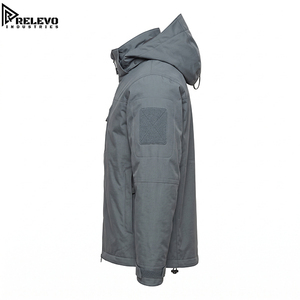 OEM Custom Men Tactical <b>Jacket</b>, Slate <b>Grey</b> <b>Waterproof</b> Hooded Utility Windbreaker, Multi-Pocket Outdoor Cargo Shell Coat - Product Image 3