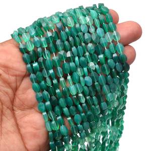 Perles d'onyx vert ovales facettées 7x5mm, pierres précieuses naturelles multicolores en onyx vert pour la fabrication de bijoux, 13 pouces - Product Image 5