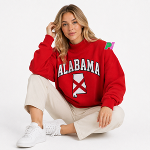 Sudadera personalizada con cuello simulado y letras con apliques de ALABAMA, mapa del estado, forro polar grueso, sudadera extragrande con cuello simulado para mujer - Product Image 5