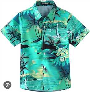 Chemise Hawaïenne Homme Manches Courtes Imprimé Feuilles Tropicales Noir Vert Tissu Sergé Respirant Col Montant Idéale Vacances Hiver - Product Image 6