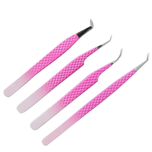 Ensemble de 4 pinces à cils de précision antistatiques de haute qualité Diamond Grip en acier inoxydable pour extensions de cils - Product Image 6