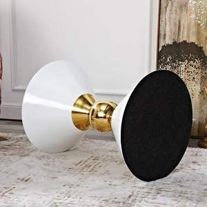 Cone Design White Luxury Furniture <b>Side</b> <b>Tables</b> <b>Gold</b> Plated Metal End <b>Table</b> for Living Room, Drawing Room, Office Coffee <b>Table</b> - Product Image 2