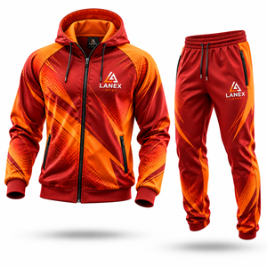 Ensemble de survêtement de sport personnalisé par sublimation, veste et pantalon d'entraînement entièrement imprimés, avec logo et nom personnalisés, ensemble athlétique - Product Image 1