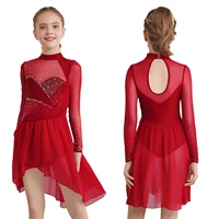 6-16 enfants filles patinage artistique robes de danse avec des ensembles de slips intégrés pour les performances sur scène Costumes de danse contemporaine