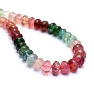 Cuentas redondas lisas de turmalina AAA+ de 7mm-8mm, turmalina natural multicolor, piedras preciosas sueltas para la fabricación de joyería. - Product Image 1