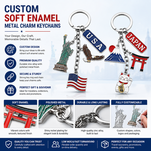 Porte-clés en métal personnalisé souvenirs touristiques des États-Unis avec breloques en émail souple pour boutique de cadeaux de voyage aux États-Unis - Product Image 2
