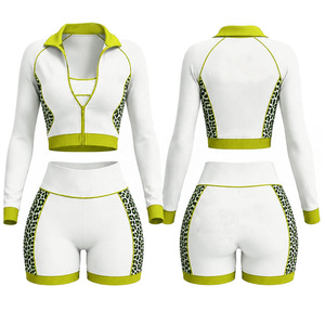 Ensemble de shorts cyclistes sans coutures pour femmes, vente en gros, 3 pièces : leggings à poches, soutien-gorge de sport invisible froncé, taille haute, pour filles, cyclisme et activités sportives - Product Image 5