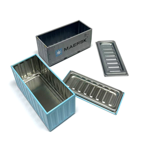 Custom Mini Shipping Container Tin Box 115x50x55mm Rectangular <b>Metal</b> Container Model Tin Can with Lid for Corporate Gift - Product Image 5