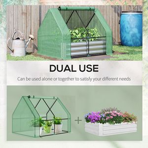 4 'x 3' ha galvanizzato la scatola di fioriera del metallo ha sollevato il letto del giardino con la copertura della serra del PE e avvolgi la porta per i fiori & le verdure - Product Image 4