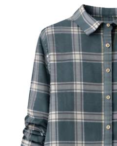 Robe chemise personnalisée pour femme, vert sarcelle à carreaux, manches longues, boutonnée, mi-longue, coupe décontractée, en coton tissé avec poches, pour le quotidien - Product Image 4