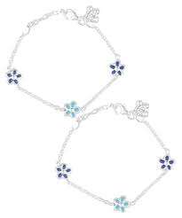 Hermosas Tobilleras Florales de Plata de Ley 925 Brillante y No Tóxica - Elegantes Pulseras de Tobillo para Mujeres y Niñas - Product Image 2