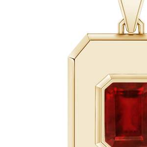 Luxury Handmade Fine Jewelry 14K Gold Emerald-Cut Red <b>Ruby</b> Gemstone Men's Elongated Octagon Charm Pendant With Chain <b>Necklace</b> - Product Image 4