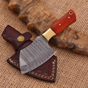 Couteau hachoir miniature en acier Damas de 7 pouces, facile à transporter, couteau de cuisine pour le camping en plein air, couteau de chef multi-usage, OEM ODM - Product Image 1
