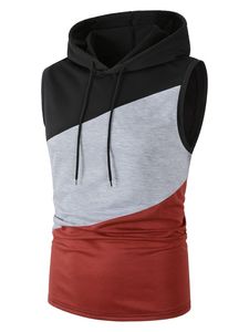 Camiseta sin mangas con capucha y bloques de color, de secado rápido, estilo casual deportivo para hombre - Product Image 4