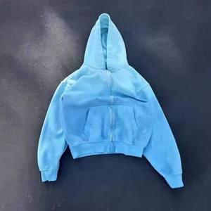 Unisex Zip-Up Oversized Hooded <b>Sweatshirt</b> <b>Pink</b> Fleece Casual Long Regular Sleeve Letter Pattern Autumn Wear 100% Cotton - Product Image 4
