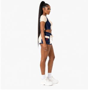 <b>Top</b> Selling New Arrival Custom Women Color Block Crop <b>Top</b> <b>and</b> Cargo <b>Shorts</b> 2 Piece Gym Fitness Set <b>Short</b> Sleeve Crop <b>Top</b> <b>Shorts</b> - Product Image 2