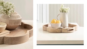 Elegante bandeja de madera con forma de nube, perfecta para aperitivos, bebidas y presentación en el hogar contemporáneo, hecha a mano en India. - Product Image 5