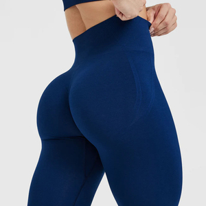 Nuevas llegadas: Leggings de gimnasio de cintura alta con logo personalizado, leggings sin costuras con efecto push-up para mujer - Product Image 1