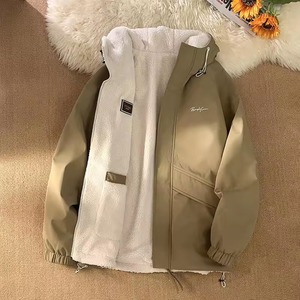 Winter Fashion Trend <b>Thick</b> <b>Fleece</b> Warm Hooded <b>Jacket</b> Men's Casual Loose Sports Plus Large Size High Quality Zipper Breathable - Product Image 3