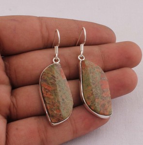 Handmade Jasper <b>Earrings</b> 925 <b>Sterling</b> <b>Silver</b> Vintage Bohemian Style Natural Stone <b>Dangle</b> <b>Earrings</b> 2026 Trending Unique Pattern - Product Image 1