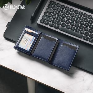 Tilonstar Pochette de carte bancaire En CUIR RFID การปิดกั้นกระเป๋าสตางค์ที่ใส่บัตรเครดิตทำจากโลหะอะลูมิเนียมแบบป๊อปอัพ - Product Image 3