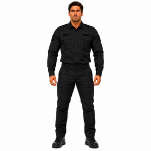 Conjunto de Uniforme de Guardia de Seguridad con Logotipo Personalizado, Ropa de Trabajo, Camisa de Manga Larga, Pantalones Cargo, Color Sólido, Etiqueta Privada - Product Image 1