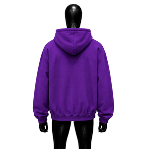 Sweat à capuche oversize de luxe violet avec motif graphique créatif, pull d'hiver élégant, streetwear graphique emblématique en French Terry - Product Image 2