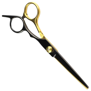 Ciseaux de coiffure professionnels noirs et or 6'' avec logo personnalisé, en acier inoxydable, légers, réutilisables, outil de coupe de cheveux OEM - Product Image 2