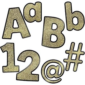 Set di 219 Pezzi per Bacheca Scolastica con Glitter Dorati da 4 Pollici, Lettere dell'Alfabeto, Numeri, Punti di Finitura e Simboli Ritagliati - Product Image 1