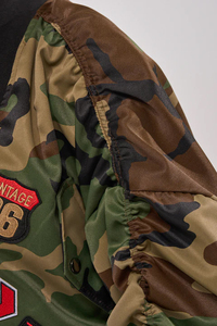 Camouflage Bomber <b>Jacket</b> With Turn-down Collar Batwing Sleeve Short Length Polyester Material Casual Style Unisex Autumn Wear - Product Image 5
