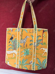 Bolso Tote de Algodón Acolchado con Estampado de Animales de la Selva, Diseño de Cebra y Leopardo, Bolso de Compras Textil de Safari, Bolso Grande para Llevar al Hombro, OEM - Product Image 2